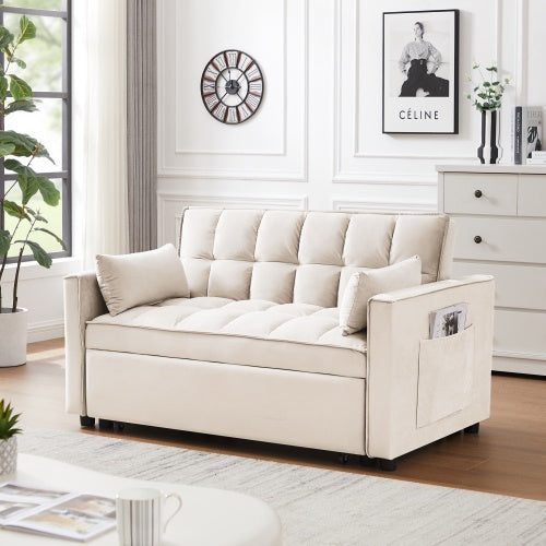 Modern Velvet Loveseat Futon 3 In 1 Convertible Sleeper Sofa Bed