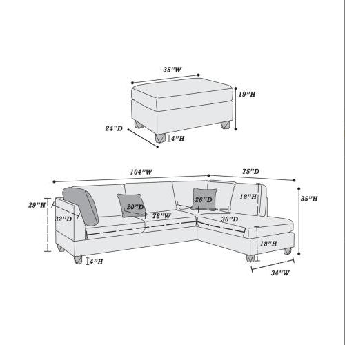 3-PC SECTIONAL In Gray