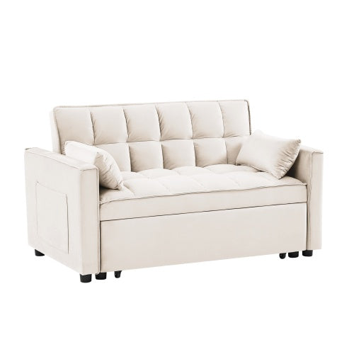 Modern Velvet Loveseat Futon 3 In 1 Convertible Sleeper Sofa Bed