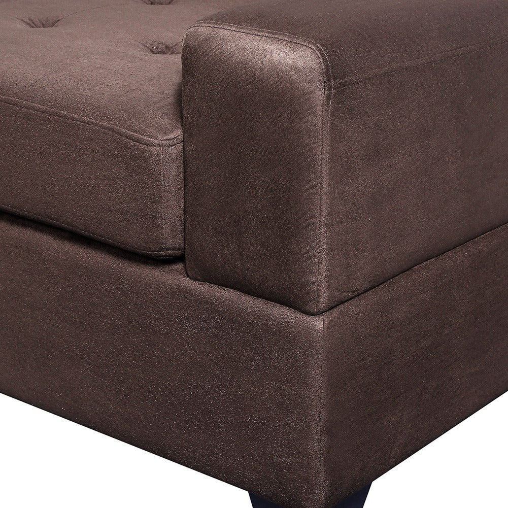 3 PCS Sectional Sofa Microfiber with Reversible Chaise Lounge Storage Ottoman and Cup Holders