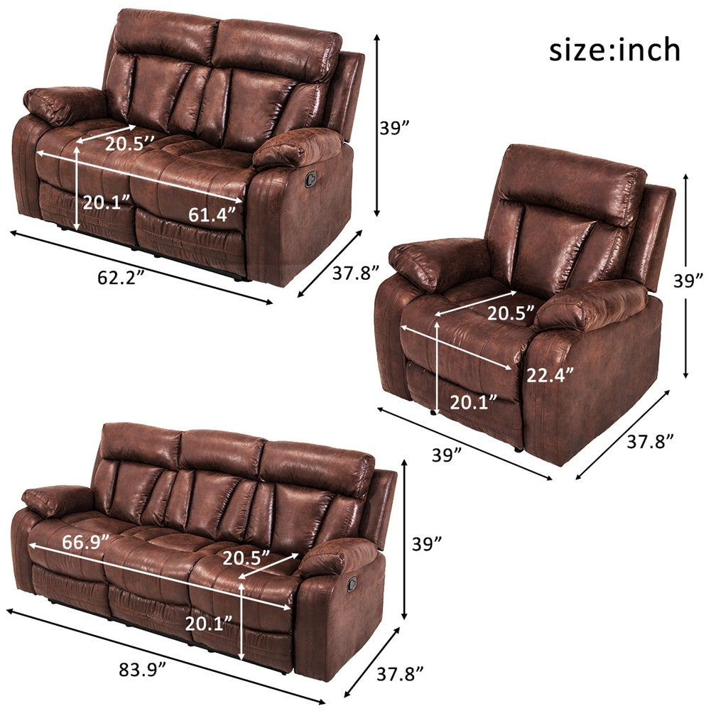 3 Piece Recliner Living Room Set